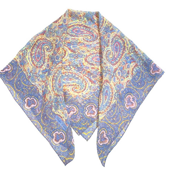 Ralph Lauren Accessories - RALPH LAUREN Scarf Signed Paisley Chiffon Square Scarf 30x30 Vintage